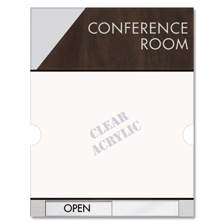 2-Line Meeting Room Sign w/ Window & Sliding Panel