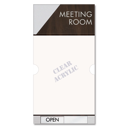 2-Line Meeting Room Sign w/ Window & Sliding Panel