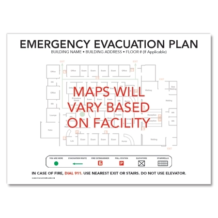 3-Color Guest Room Evacuation Map - Acrylic