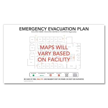 3-Color Guest Room Evacuation Map - Acrylic