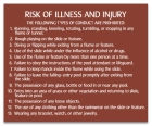 Georgia Water Slide Risk of Illness and Injury Sign