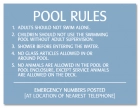 North Carolina Pool Rules and Emergency Phone Sign