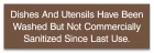 Not Commercially Sanitized Sign - Alabama Compliant