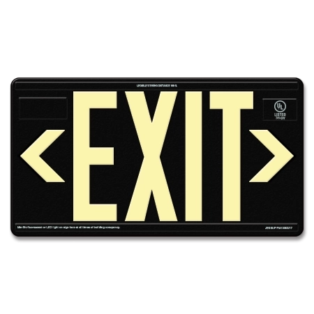 Photoluminescent Exit Sign PM100 Black Single Sided