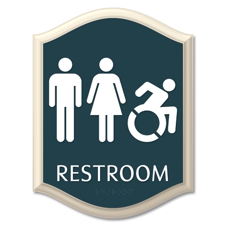 Restroom Sign w/Unisex & Dynamic ISA Symbols