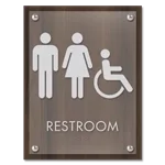 Restroom Sign w/ Unisex & ISA Symbols