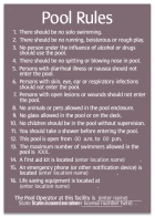South Carolina Pool Rules Sign