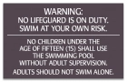 Washington DC No Lifeguard Pool Rules Sign