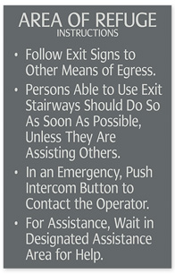 Example of an area of refuge instructions sign