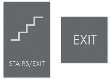 Examples of exit signs with braille
