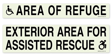 Examples of photoluminescent area of refuge signs