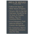 Area of Refuge Instructions Signs
