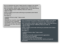 Human Trafficking Signs